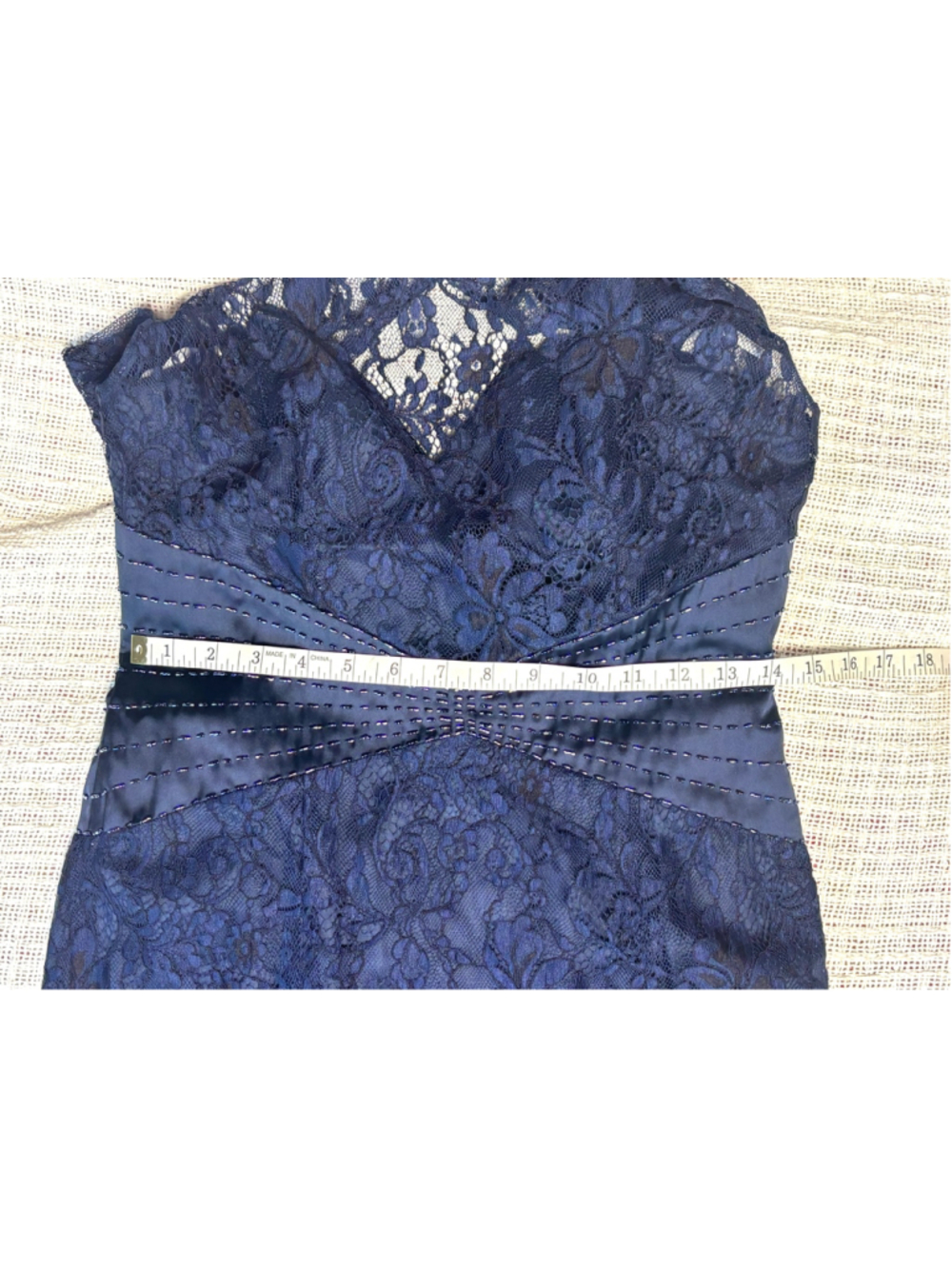 Jade Couture by Jasmine Navy Blue Lace Evening Gown Wedding Formal SZ 6 EUC - Picture 7 of 13